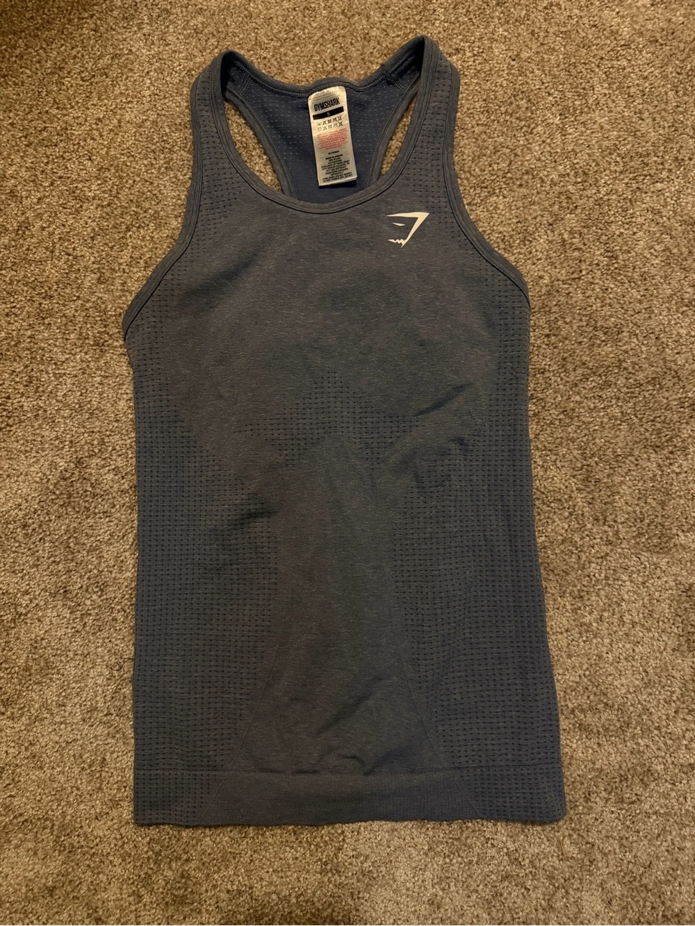 Gymshark Blue Racerback Sports Bra with White Logo